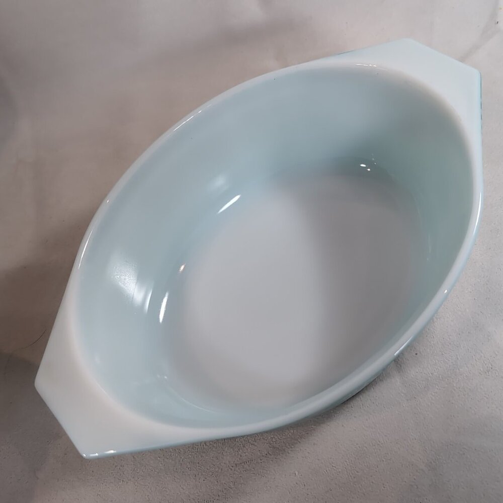 PYREX USA 1 1/2 Qt Casserole Dish 043 Turquoise Snowflake Vintage NO LID Oval - Picture 12 of 15